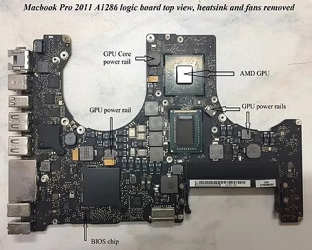 15" MacBook Pro 2011 logic board GPU repair