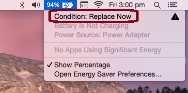 MacBook battery "Replace Now" notification