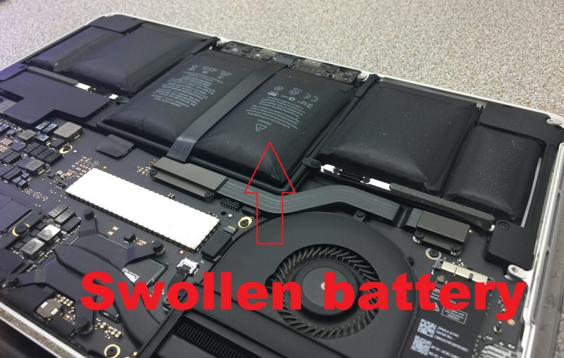 swollen battery on MacBook Pro 2015