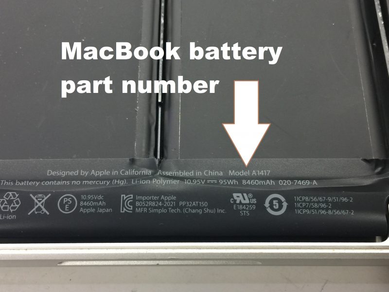 MacBook battery part number