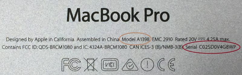 MacBook Model and Serial Number
