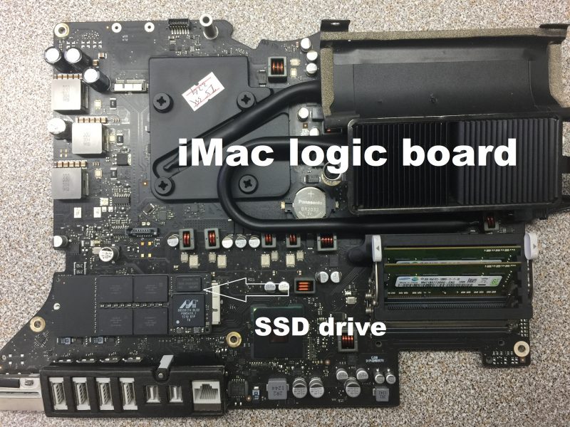 SSD drive on iMac logic board