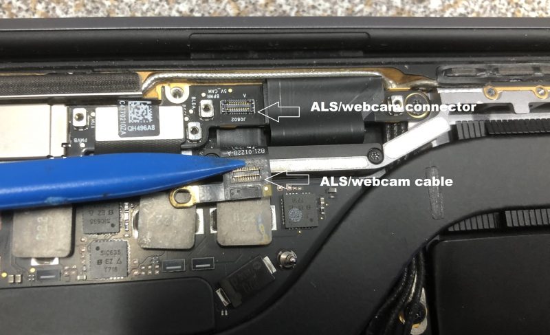 MacBook screen ambient light sensor and webcam cable