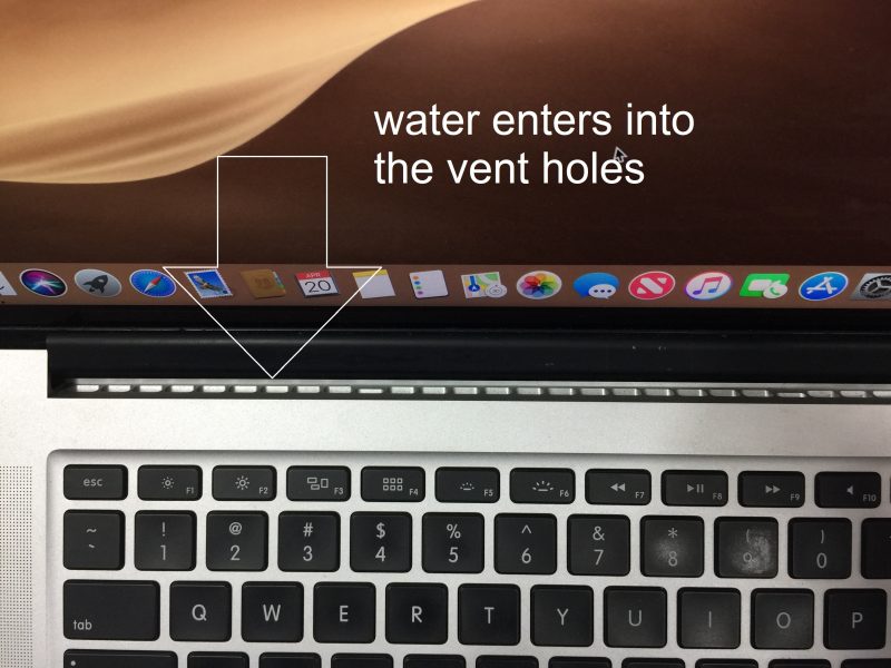 cooling air vent holes on a MacBook Pro