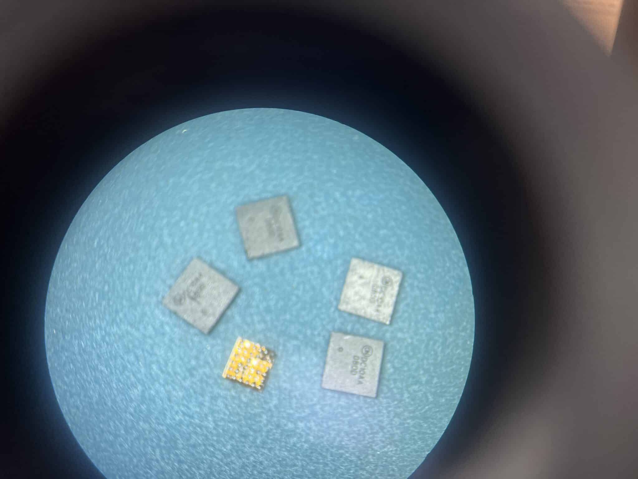 UP800 and four faulty backlight MOSFETs removed from 820-02098 board