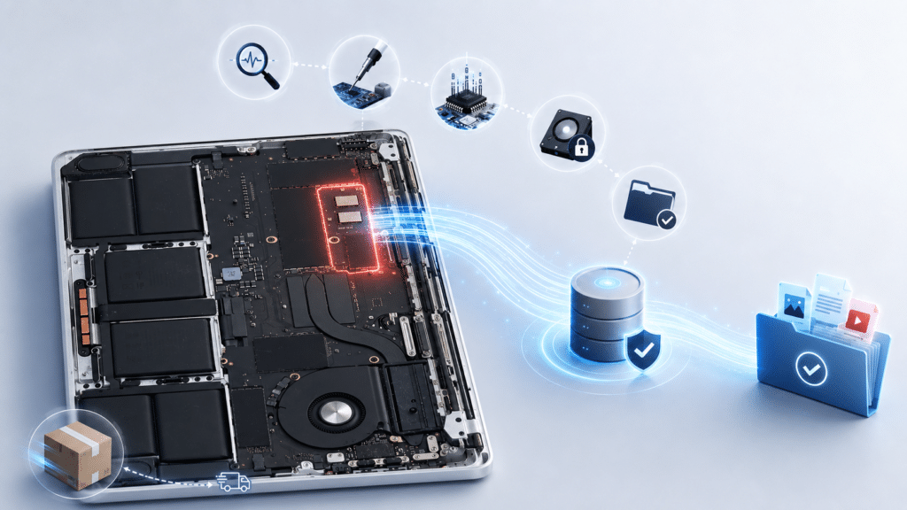 Dead MacBook logic board data recovery and board level repair